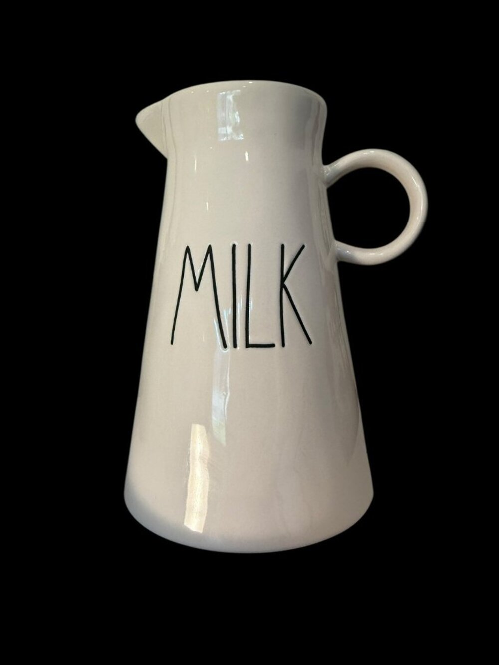 Rae Dunn "MILK" Pitcher Carafe Bottle with Handle Large 7" White Ceramic